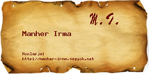 Manher Irma névjegykártya